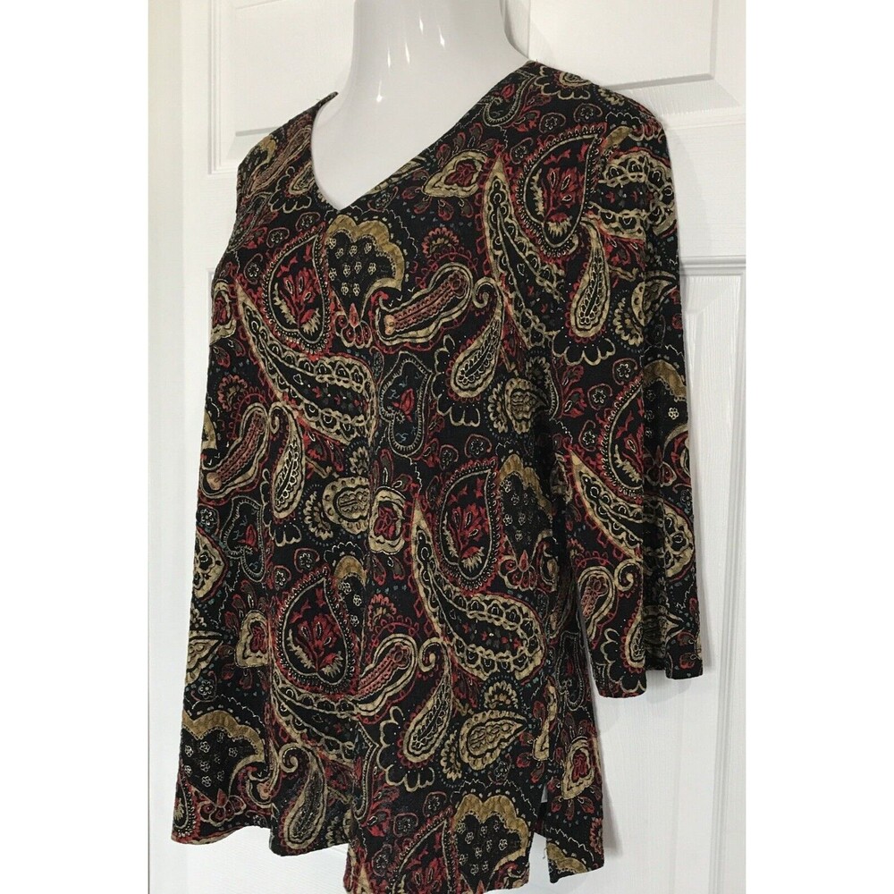 Notations Woman Plus Size 1X Pullover V-Neck Blouse 3/4 Sleeve Stretch Tunic